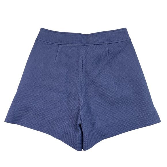 J. Crew Blue Canvas Tweed Buttons Sailor Side Zip High Rise Shorts Size 4 - Picture 4 of 12